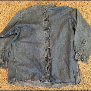J Jill | Denim Shirt Mandarin Collar